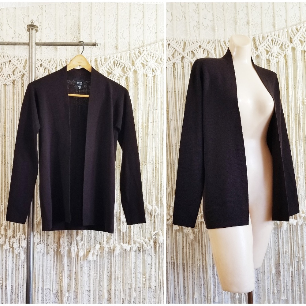 {euc} 100% Wool Espresso Open Front Cardigan 🍂